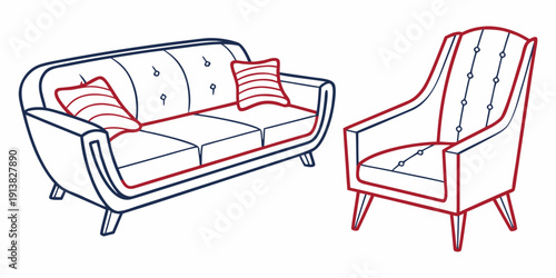 A cozy living room setup with a sofa and an armchair