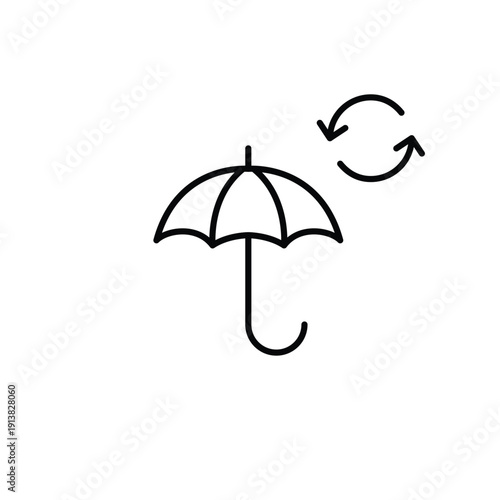 Umbrella and renew arrows. Coverage update, policy refresh. Pixel perfect, editable stroke vector icon