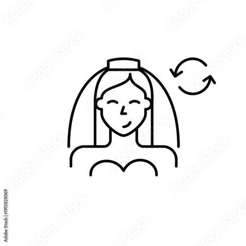 Bride and renew arrows. Wedding update, marriage data or status refreshed. Pixel perfect, editable stroke vector icon