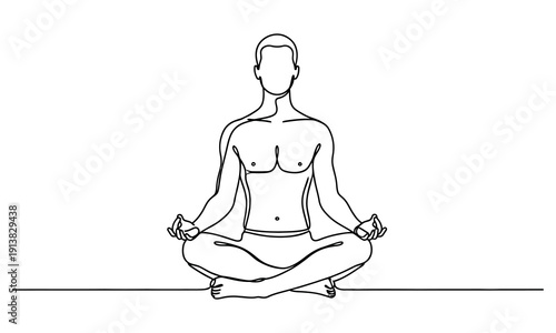 A person sitting in a meditative yoga pose with eyes closed and hands on knees