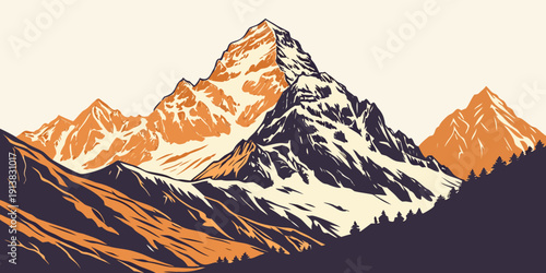 Majestic snow-capped mountains under a clear blue sky