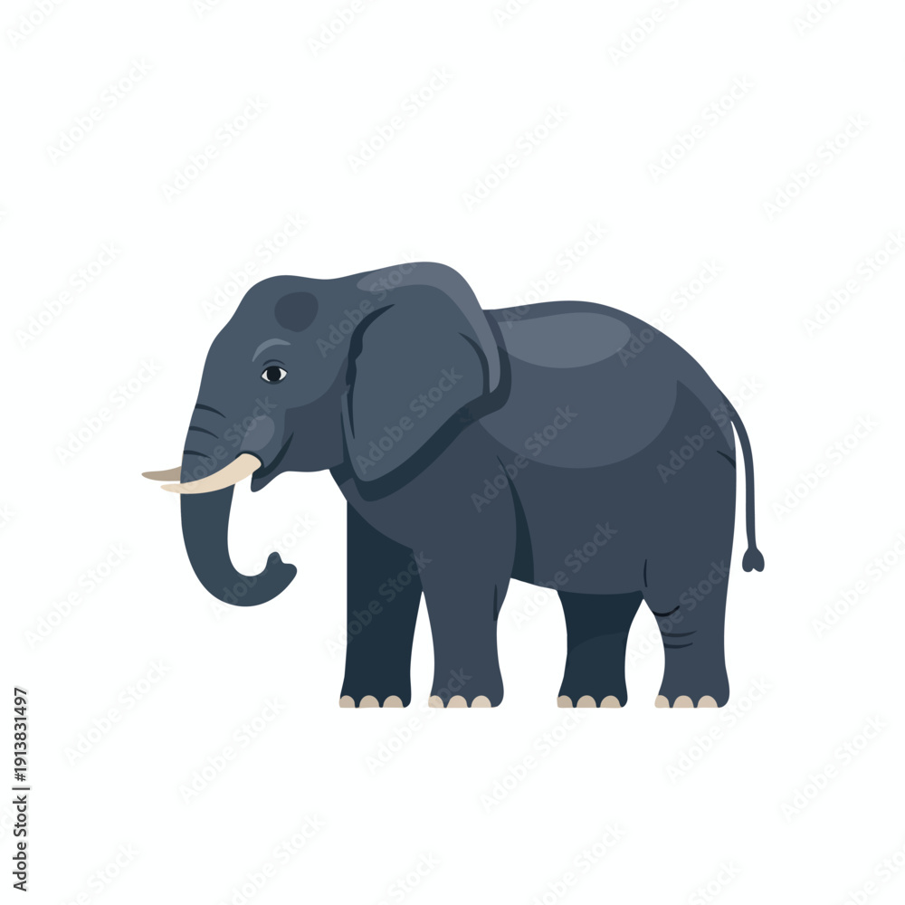 Fototapeta premium Cartoon Gray Elephant Illustration