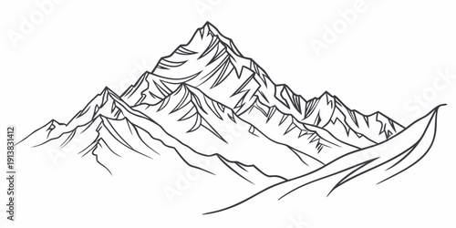 Majestic mountain range with snow-capped peaks and rugged terrain