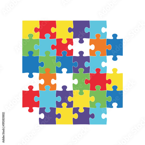Colorful Puzzle Pieces Arranged in a Square Shape