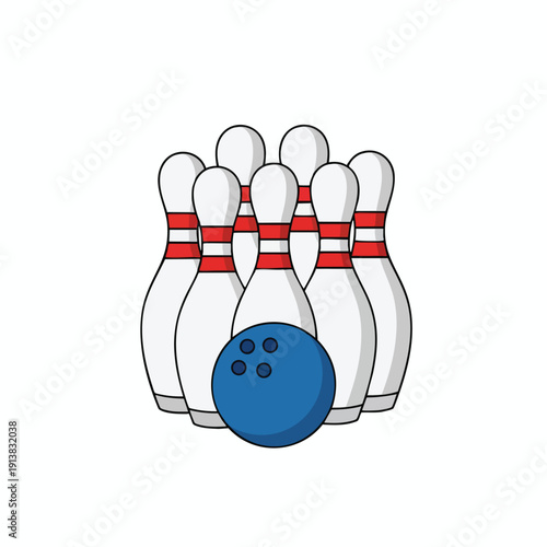 Bowling Pins and Ball Vector Illustration