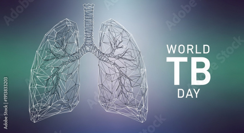 World tb day lungs illustration with bronchial tree on gradient background