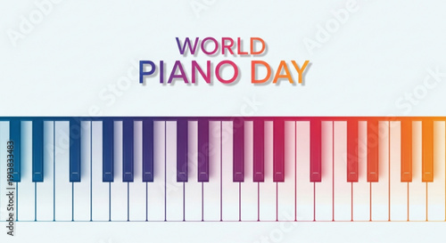 Vibrant piano keyboard illustration for world piano day colorful music concept with rainbow keys
