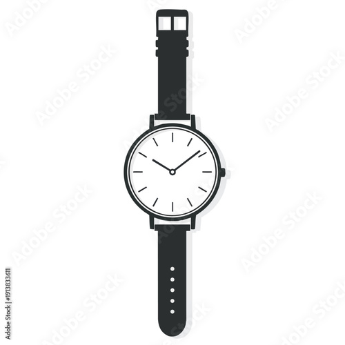 Simple Black Watch on White Background