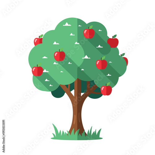 Vibrant Red Apples on Lush Green Tree