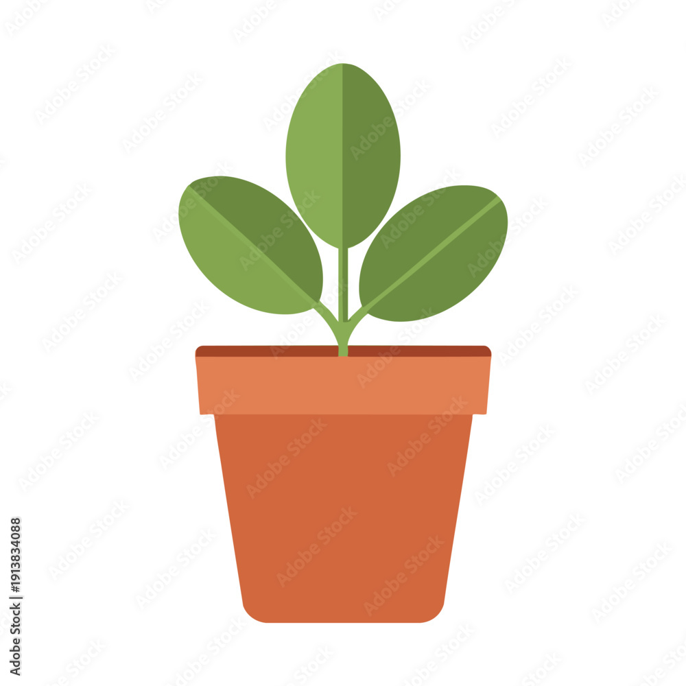 Obraz premium Potted Green Plant Illustration