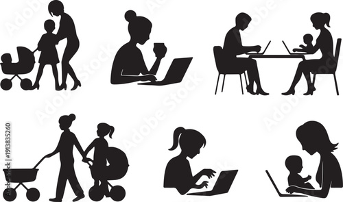 Modern Family Working And Parenting Lifestyle Scenes