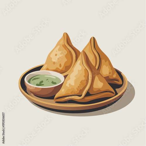 Crispy Golden Samosa Appetizer with Dip
