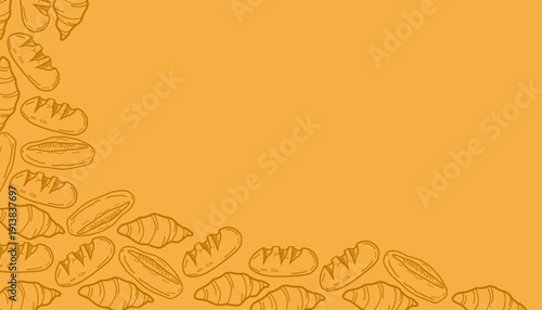 Bread Seamless Pattern. Frame Bakery pattern. Hand Drawn Sketch Bakery Vector Background