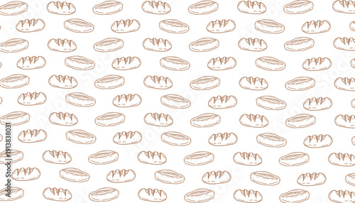 Bread Seamless Pattern. Bakery pattern. Hand Drawn Sketch Bakery Vector Background