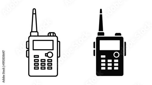 Two Handheld Two-Way Radios or Walkie Talkies Isolated on White