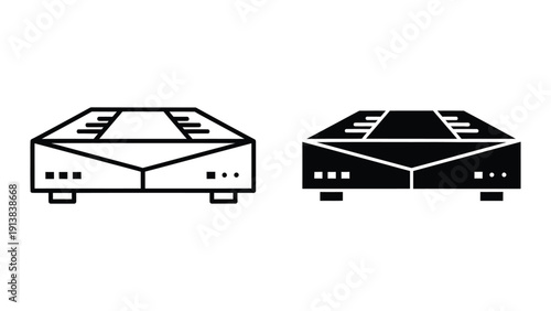 Wi-Fi router icon, black and white, front view