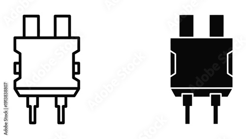 Electrical switch icon, black and white illustration, simple design