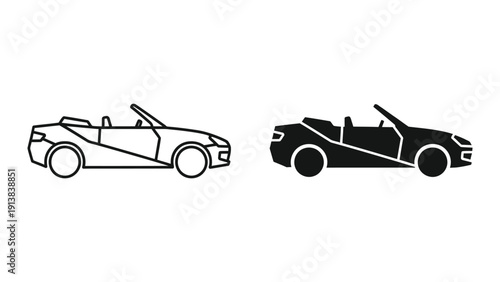 Convertible car outline graphic illustration