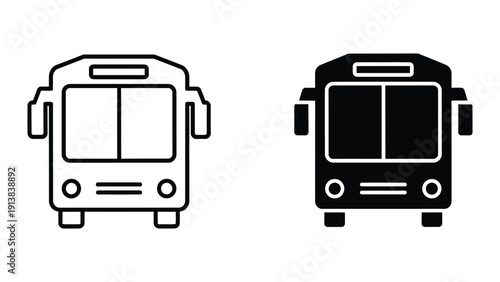 Black and white bus icons on white background