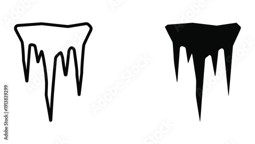 Icicle illustrations in black and white on white background