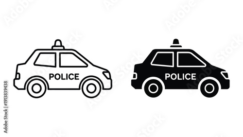 Police cars side view illustration