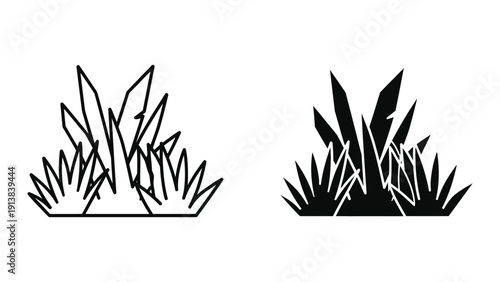 Black and white illustration of grass tufts