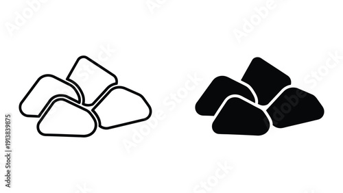 Simple black and white illustration of stones or pebbles