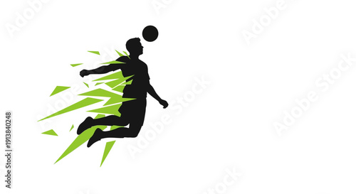 Silhouette of Volleyball Player in Action.