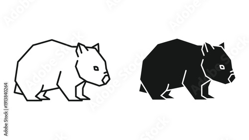 Black and white illustration of two wombats side by side