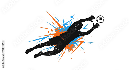 Soccer Goalkeeper Catching Ball in Action.