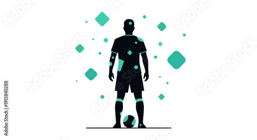 Soccer Player Standing with Ball Graphic.