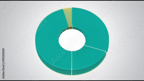 Blooming pie charts and donut graphs in teal gold data animation
