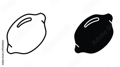 Black and white lemon illustration set on white background