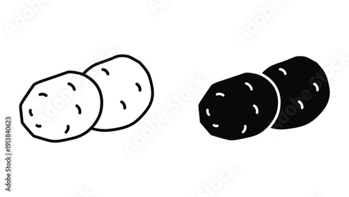 Black and white illustration of potatoes