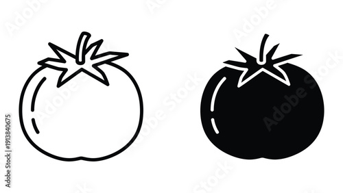 Simple black and white tomato illustration