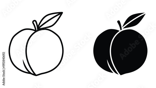 Simple black and white apple illustrations side by side
