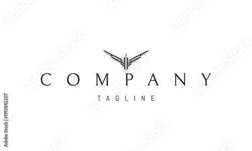 A vector logo featuring an abstract image futuristic technological wings, symbolizing innovation, speed, and advanced mobility.