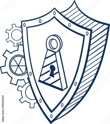 Shield Lock Security Icon Flat Vector Protection Symbol