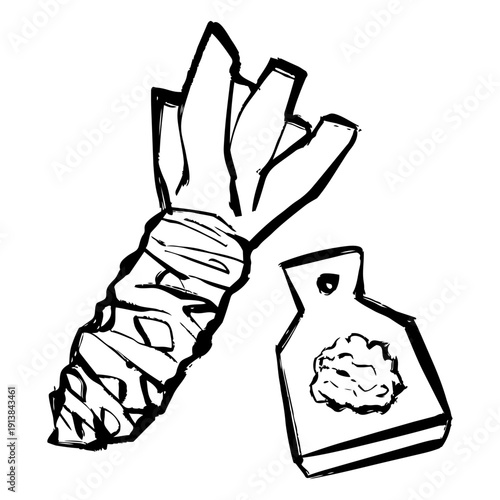 わさびの線画イラスト