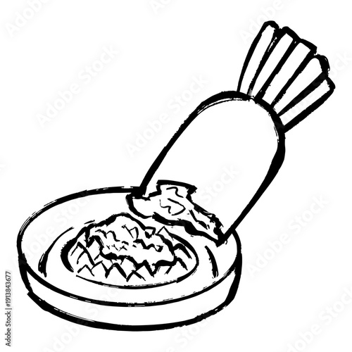 大根おろしの線画イラスト