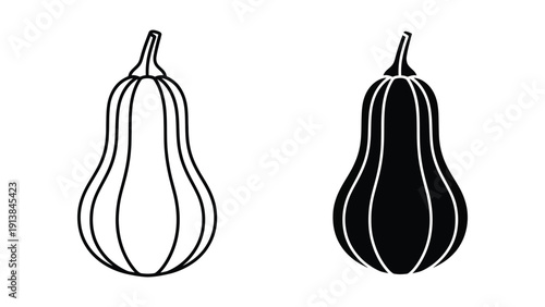 Black and white illustration of two gourds