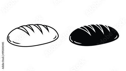 Two loaves of bread, black and white illustration