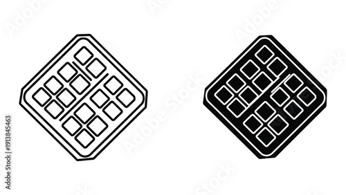 Two waffle iron trays, one outlined and one filled, on a white background.