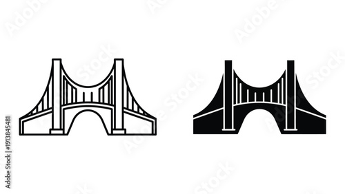 Simple black and white illustration of bridge