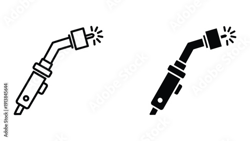 Black and white illustration of two welding torches