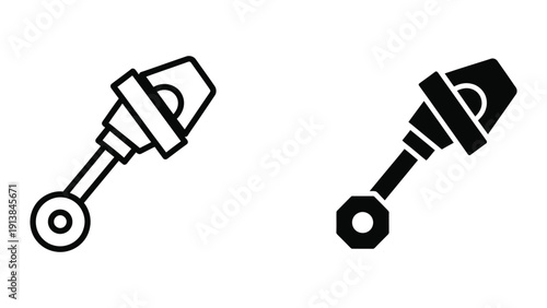 Socket wrench attachments, black and white illustrations on white background