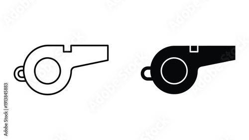 Black and white whistle illustration on white background