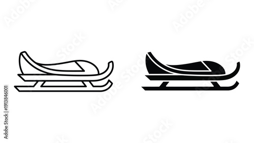 Sleds icons set, black and white