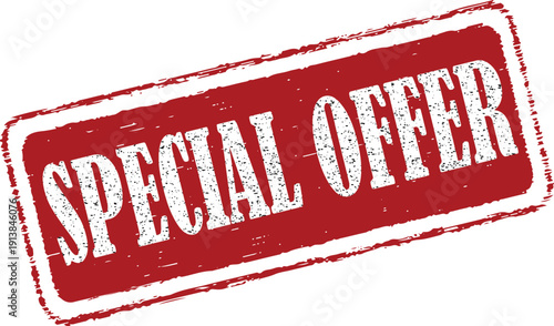 Vibrant red special offer stamp on white background
