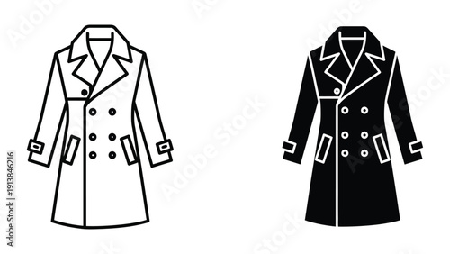 Black and white trench coat illustration